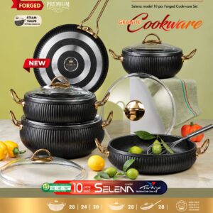 سرویس 10 پارچه خمره ای سلنا مشکی اویز